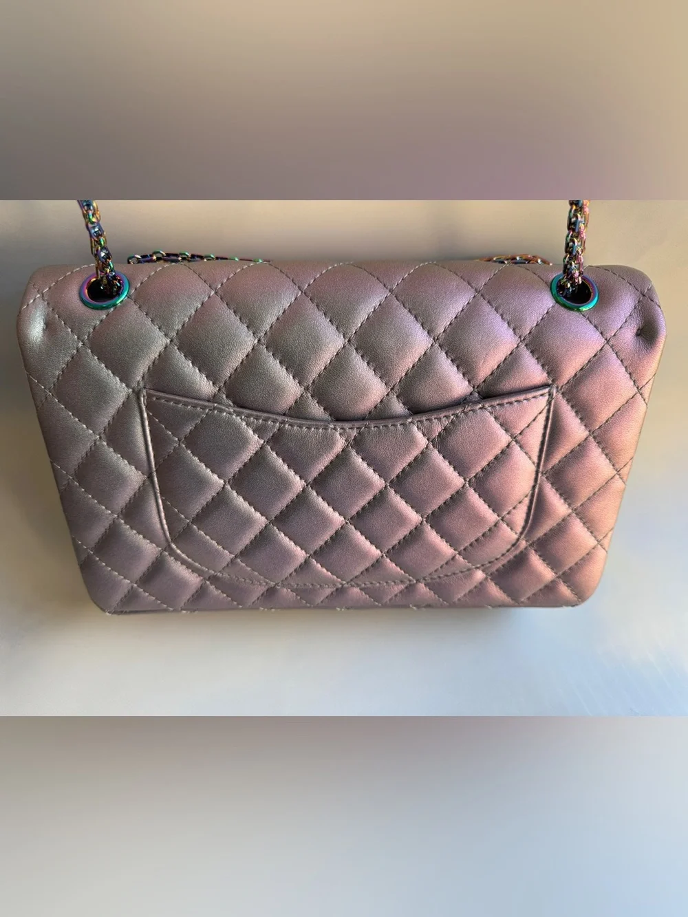 Chanel Iridescent Lilac Purple Lambskin Reissue 2.55 226 Rainbow Hardware